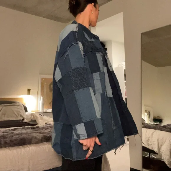 Monki Denim Patch Work Jacket M/L - Picture 4 of 13